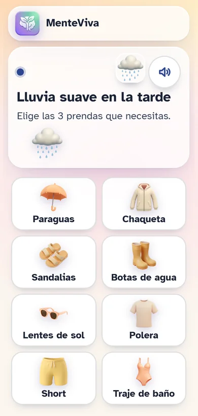 Ejercicio de elegir la ropa adecuada para el clima del día